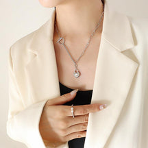 Exquisite Glass Stone Heart Removable Pendant Necklace - zuzumia