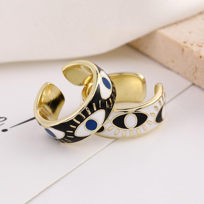 Enameled Evil Eye Ring - zuzumia