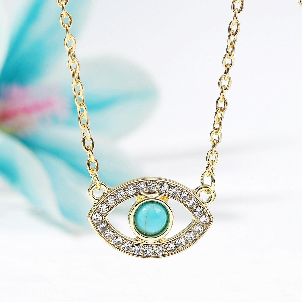 Gold Evil Eye Pendant Necklace - zuzumia