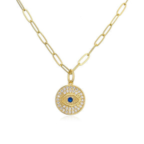 Evil Eye Zircon Pendant Necklace - zuzumia