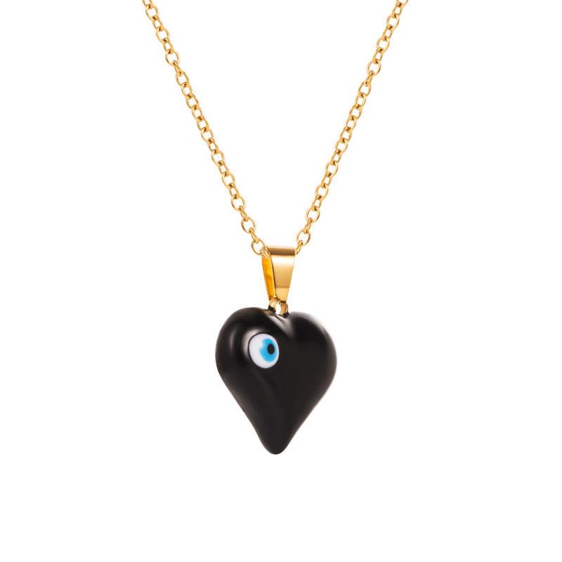 Evil Eye Heart Pendant Necklace - zuzumia