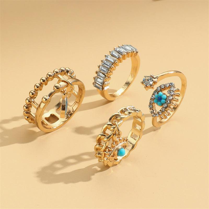 Evil Eye Gold Rings Set(4 PCS/SET) - zuzumia