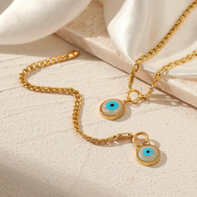 Blue Evil Eye Gold Chain Necklace - zuzumia