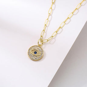 Evil Eye Zircon Pendant Necklace - zuzumia