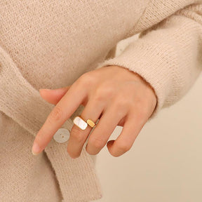 White Seashell Geometric Opening Adjustable Ring - zuzumia