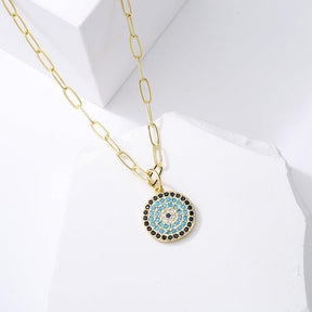 Evil Eye Zircon Pendant Necklace - zuzumia