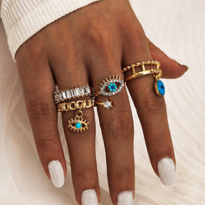 Evil Eye Gold Rings Set(4 PCS/SET) - zuzumia