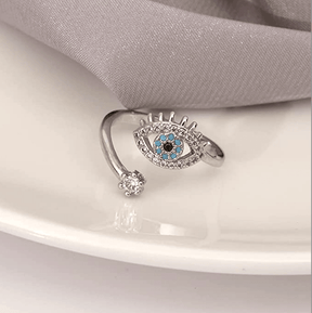 Shiny Adjustable Evil Eye Ring - zuzumia