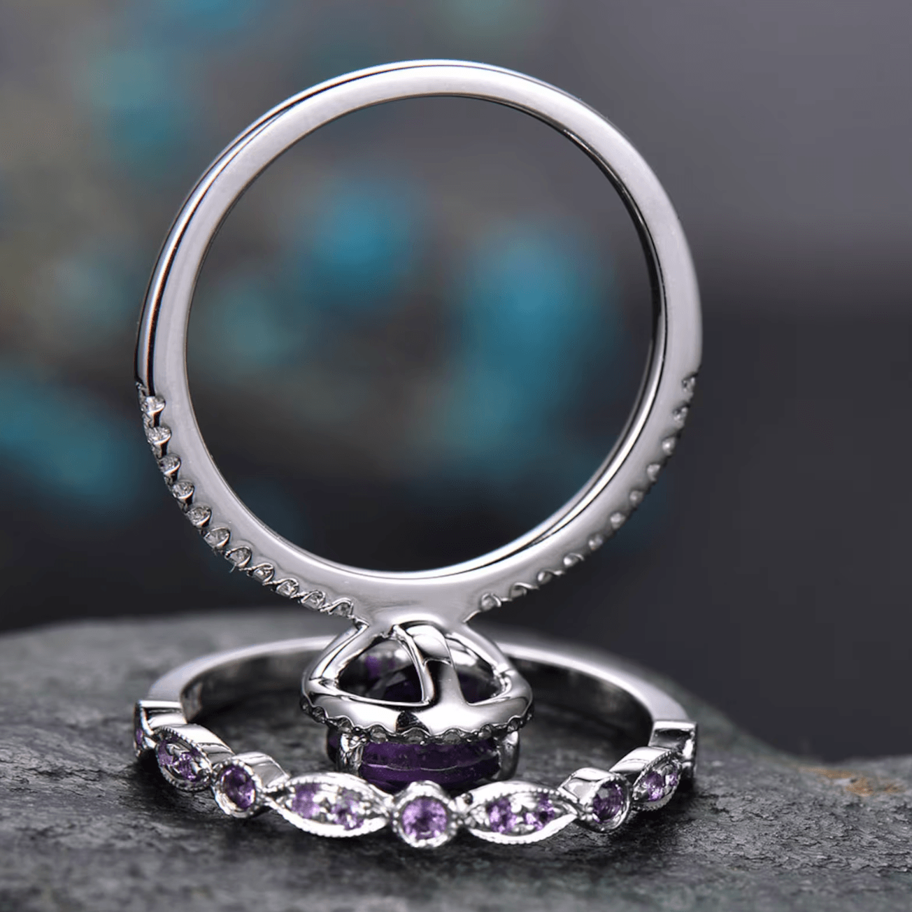 Pink Promise Amethyst Ring Set - zuzumia