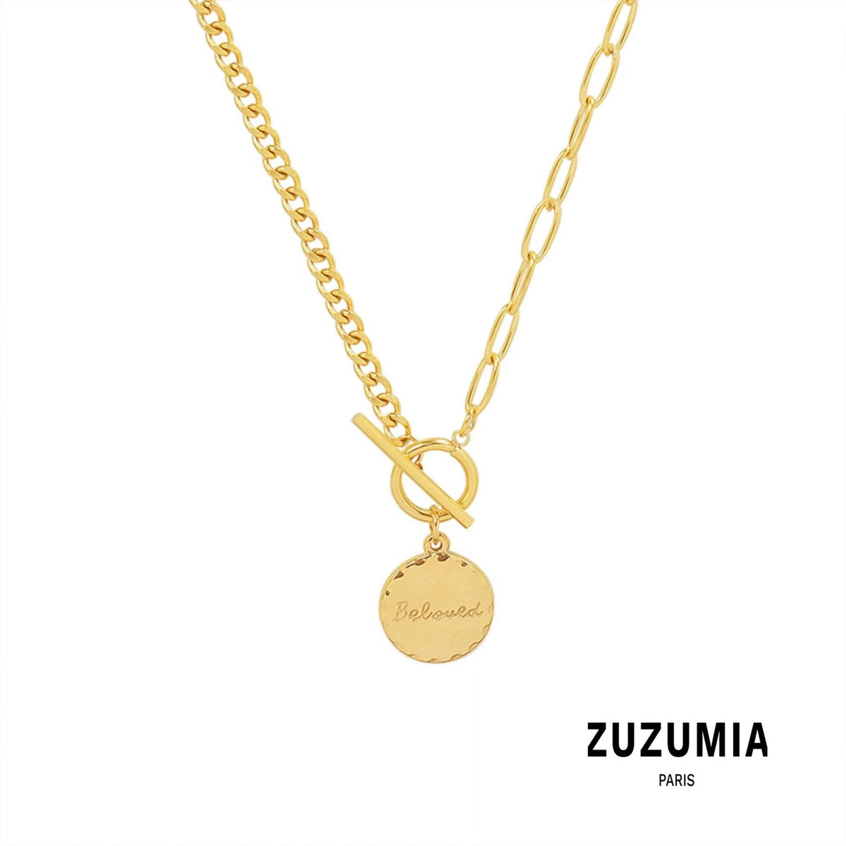 OT Buckle Round Card Pendant Necklace - zuzumia