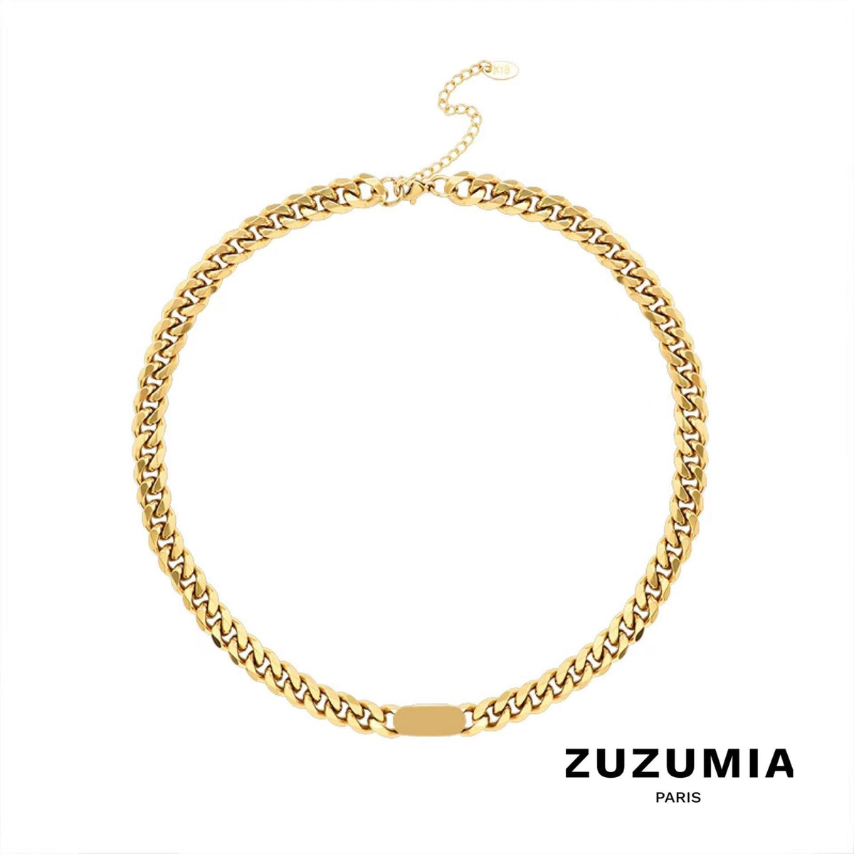 Wide Zircon Chain Necklace & Bracelet - zuzumia