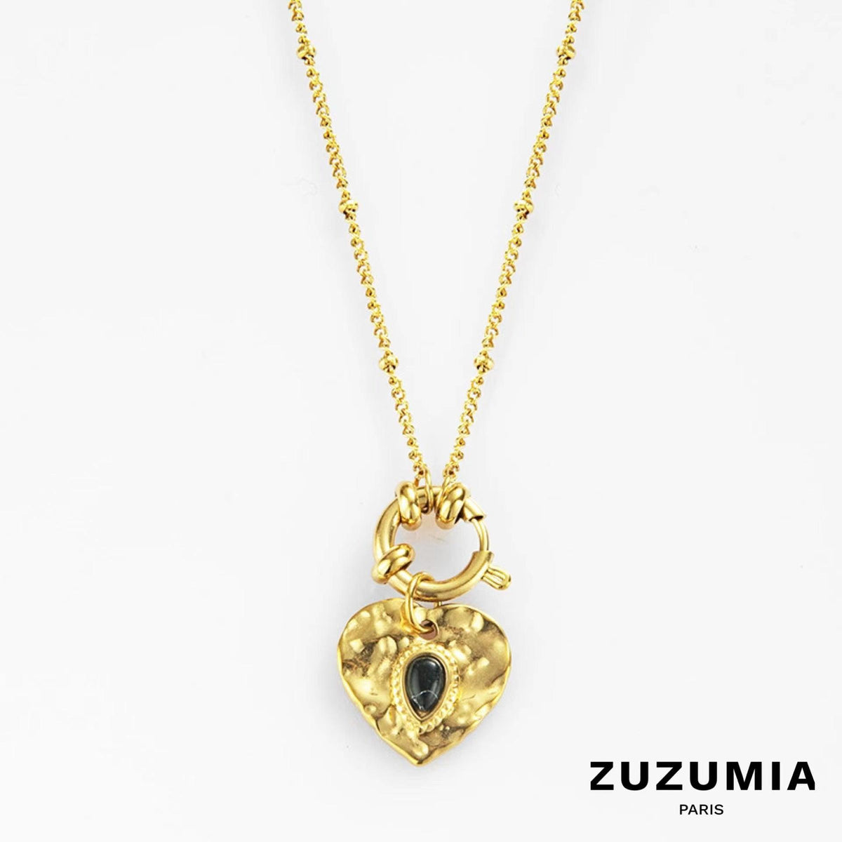 Love Heart Natural Stone Pendant Necklace - zuzumia