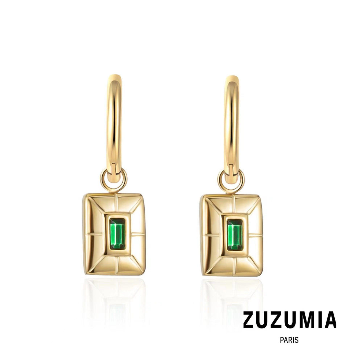 Square Inlaid Zircon Earrings - zuzumia