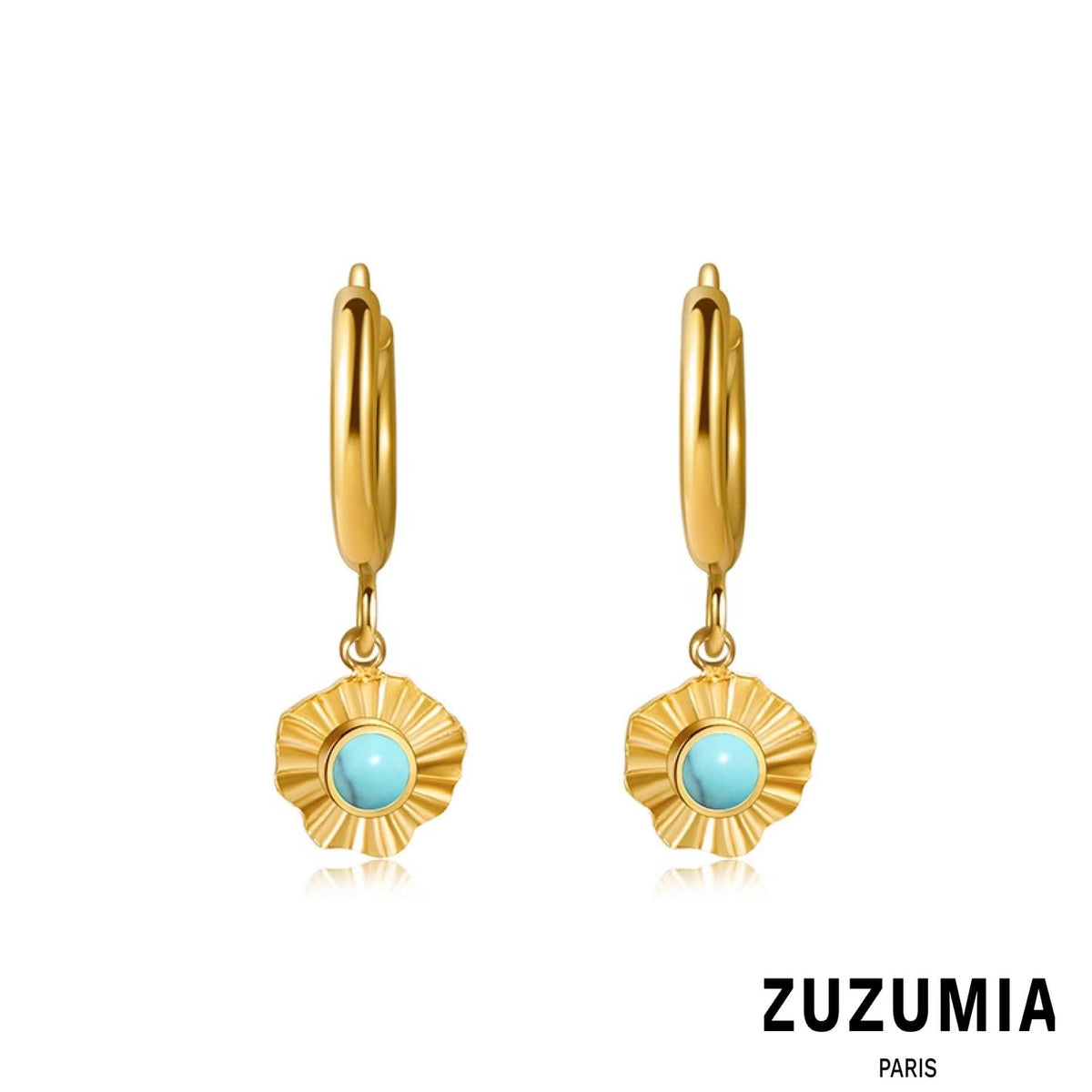 Pattern Petal Pine Stone Earrings - zuzumia