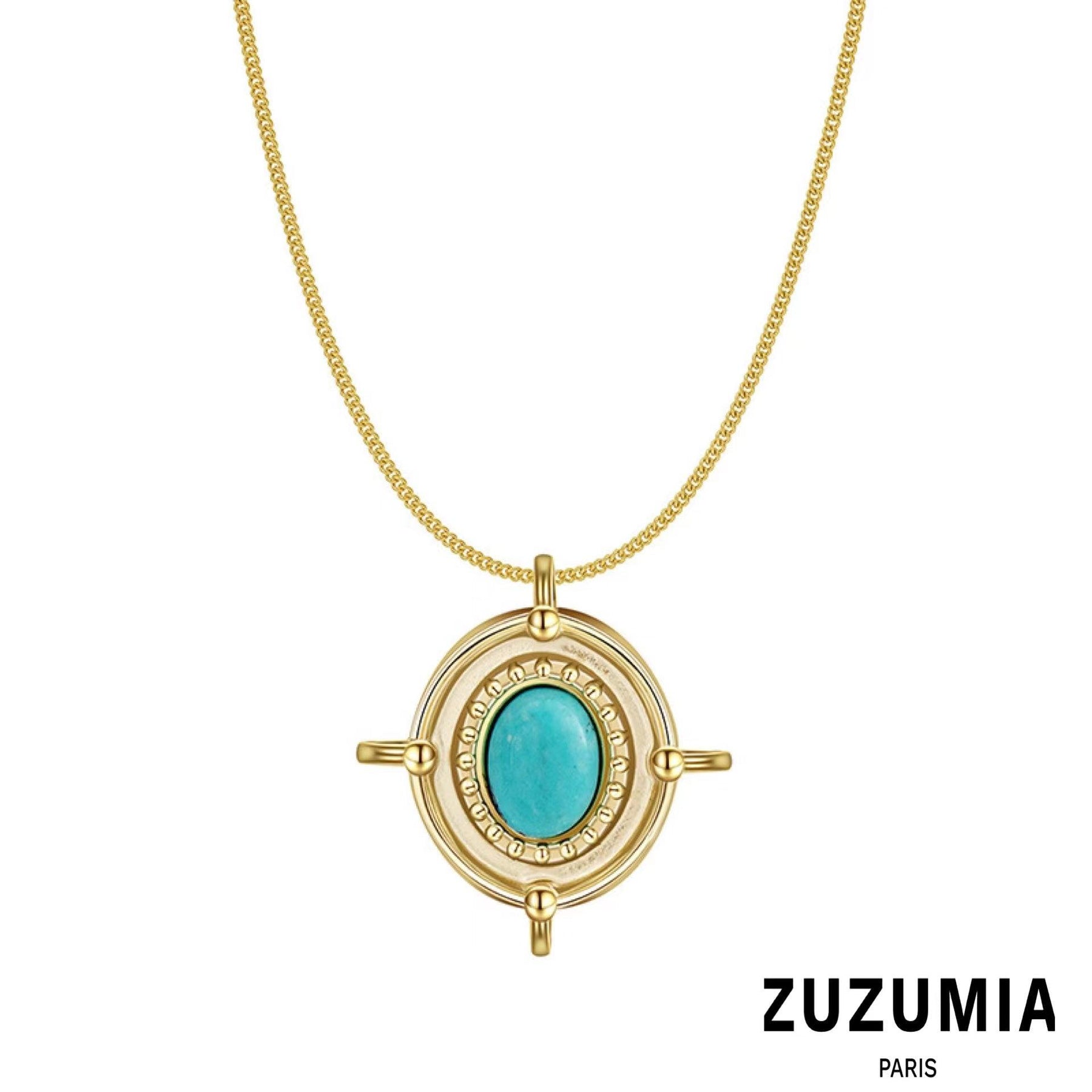 Blue Turquoise French Vintage Necklace - zuzumia