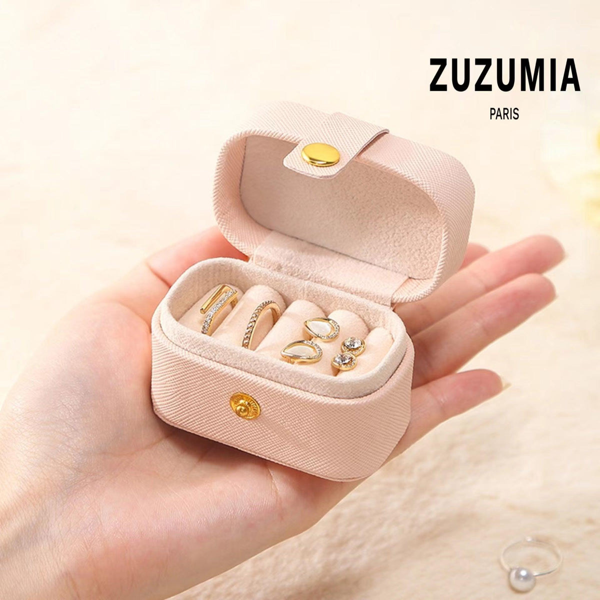 Leather Velvet Travel Jewelry Box - zuzumia