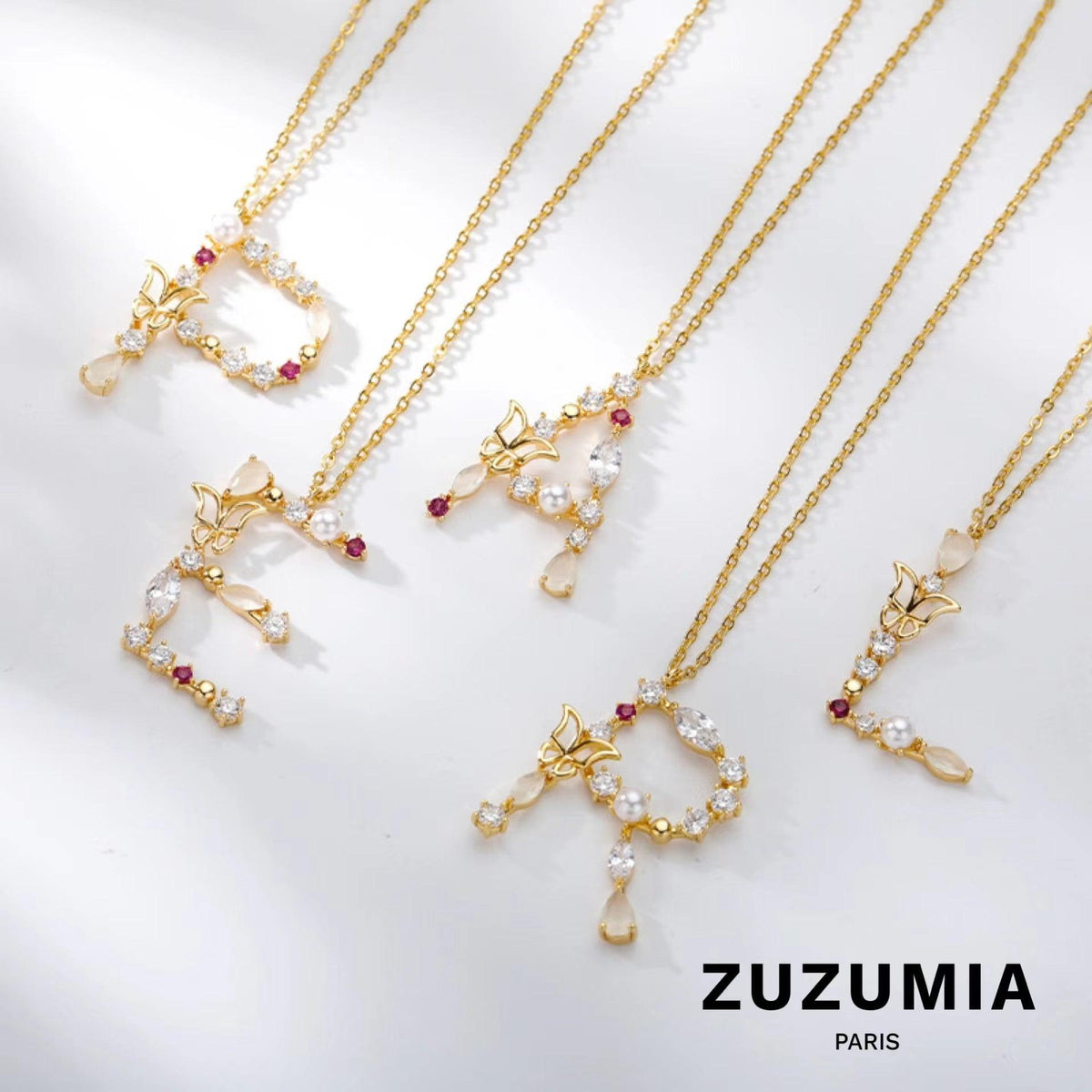 Colorful Zircon Initial Necklace - zuzumia