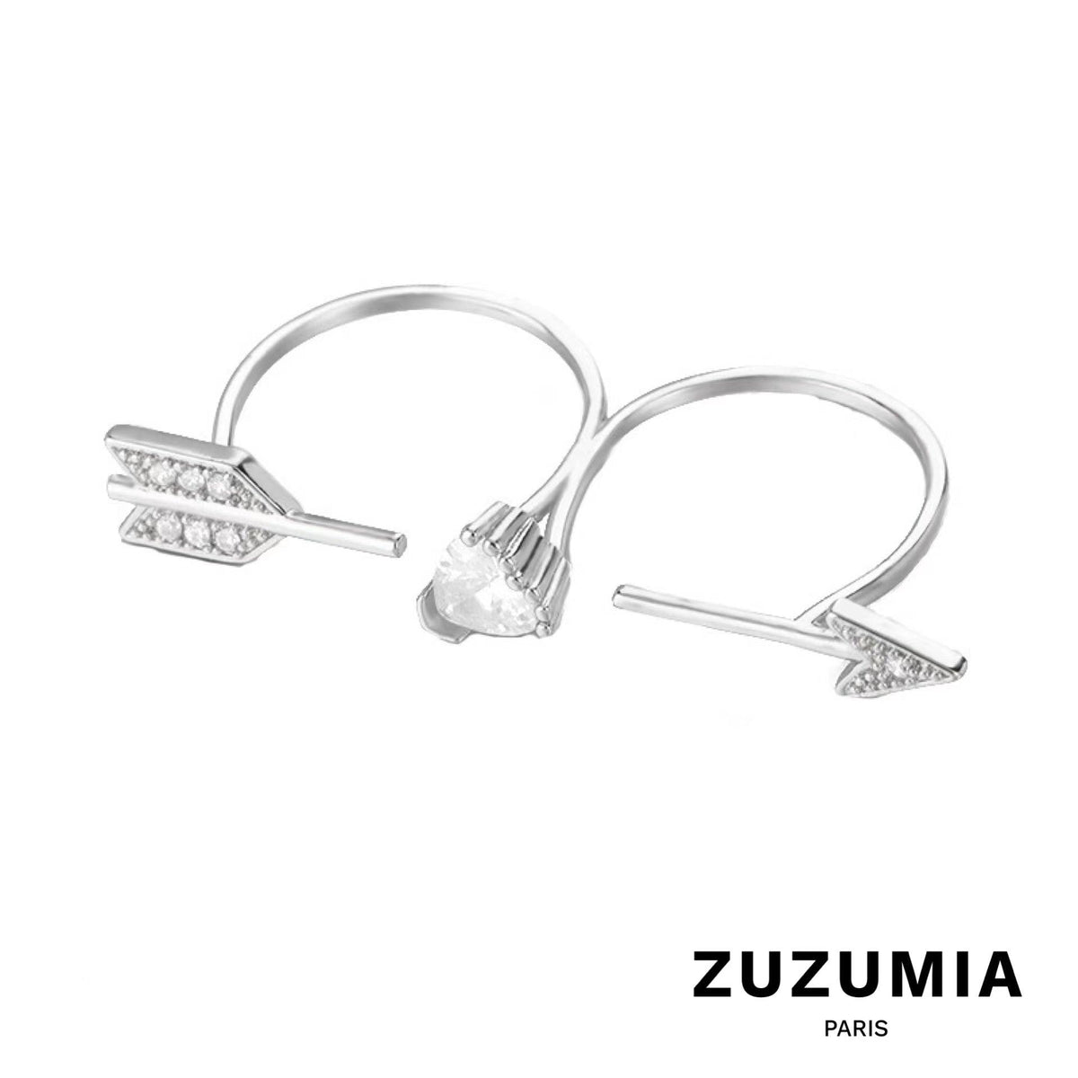 Cupid's Arrow Double Finger Ring - zuzumia