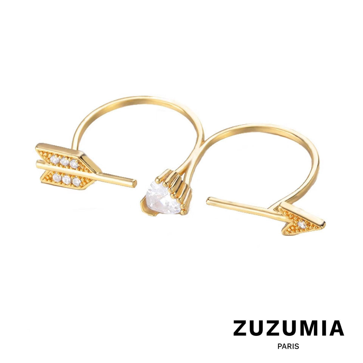 Cupid's Arrow Double Finger Ring - zuzumia