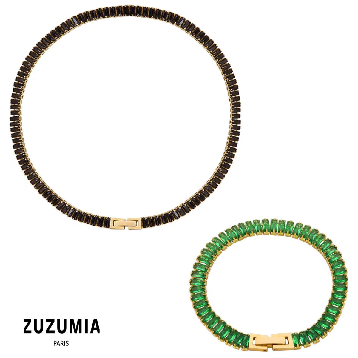 Multicolor Geometric Zircon Necklace & Bracelet - zuzumia