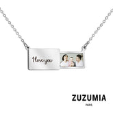 Custom Photo Engrave Lettering Envelope Pendant Necklace - zuzumia