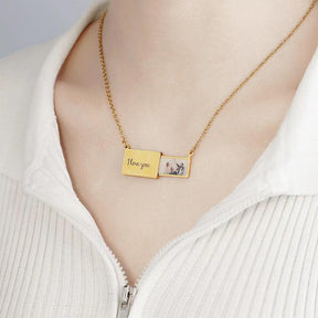 Custom Photo Engrave Lettering Envelope Pendant Necklace - zuzumia