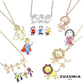 Customized Children's Drawing Necklace & Keychain - zuzumia