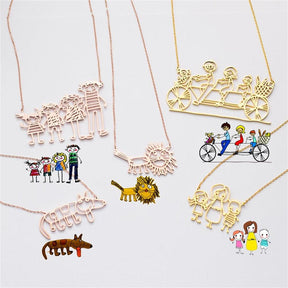 Customized Children's Drawing Necklace & Keychain - zuzumia